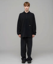 032C Schwarzes, oversized Longsleeve mit Polokragen
