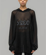 032c Schwarzer, transparenter Strickhoodie