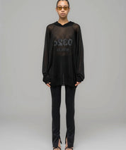 032c Schwarzer, transparenter Strickhoodie