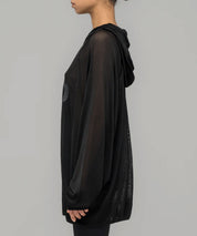 032c Schwarzer, transparenter Strickhoodie