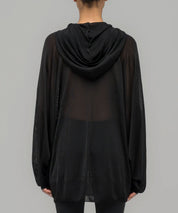 032c Schwarzer, transparenter Strickhoodie