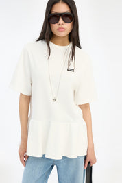 ROTATE Weißes, oversized T-Shirt mit Peplum