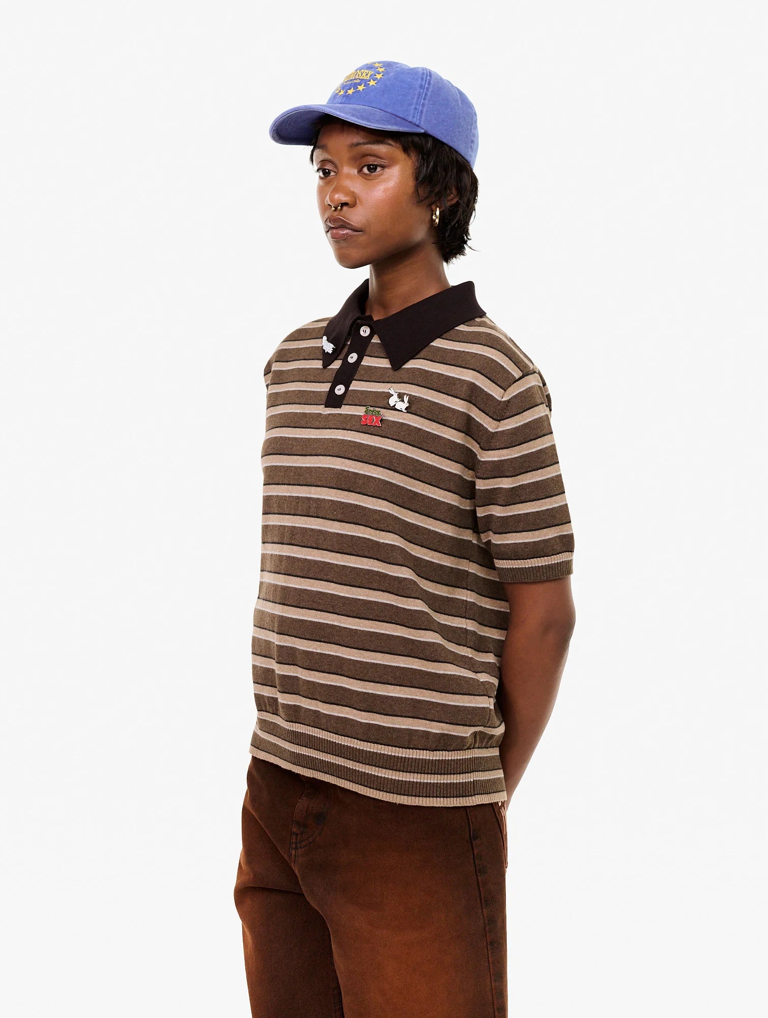 CARNE BOLLENTE Strickpoloshirt mit Pins