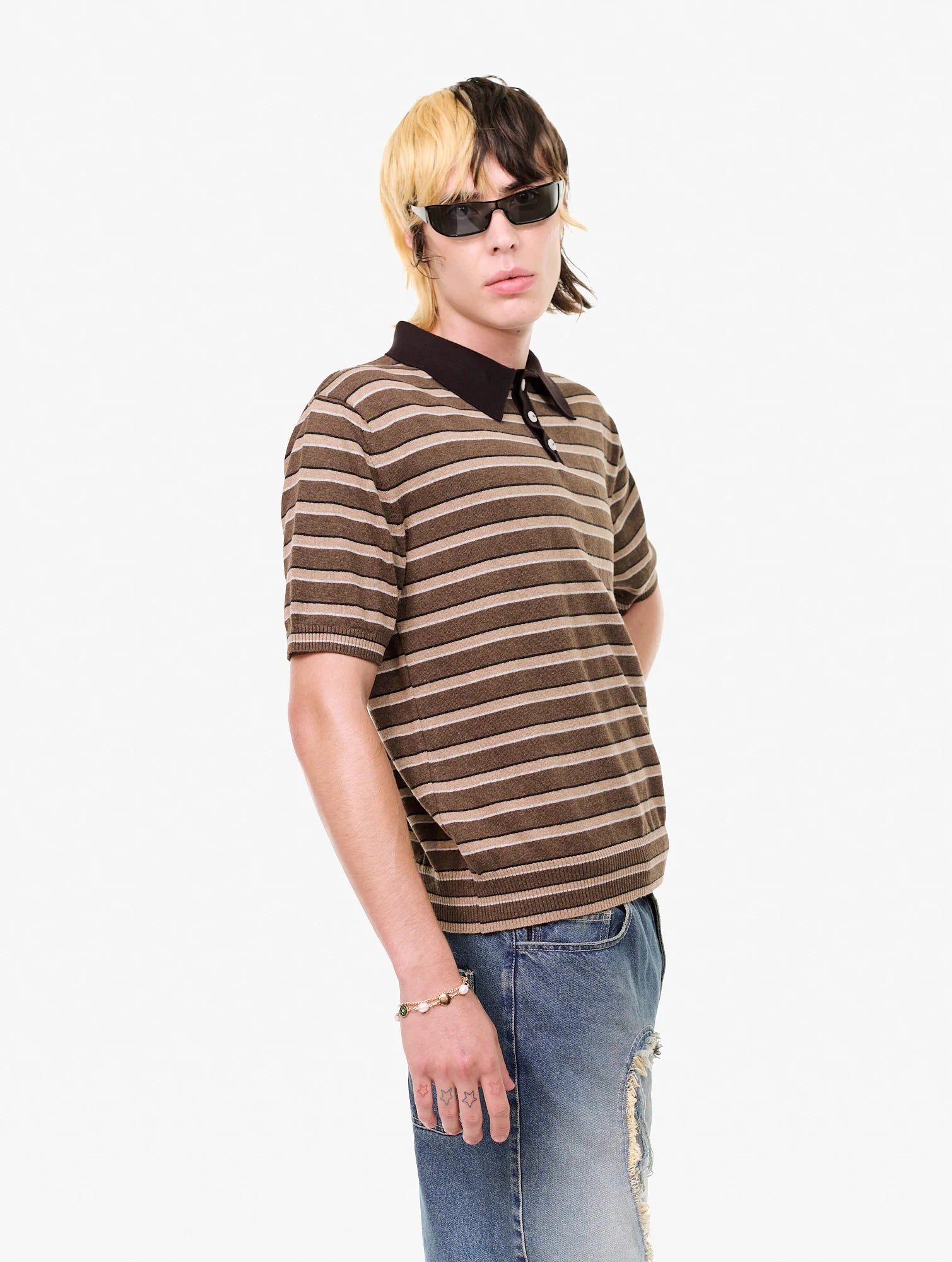 CARNE BOLLENTE Strickpoloshirt mit Pins