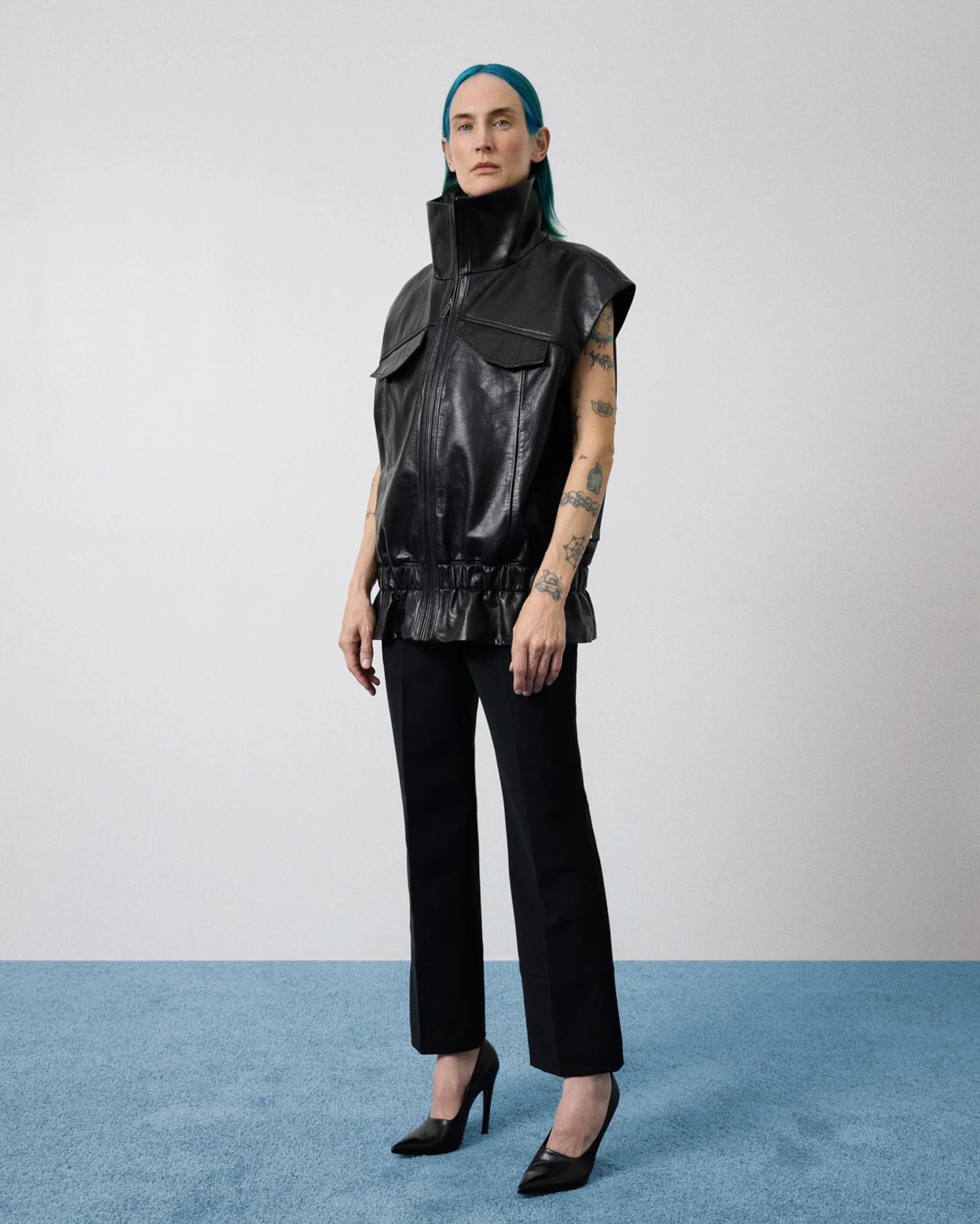 Entire Studios Schwarze Lederweste