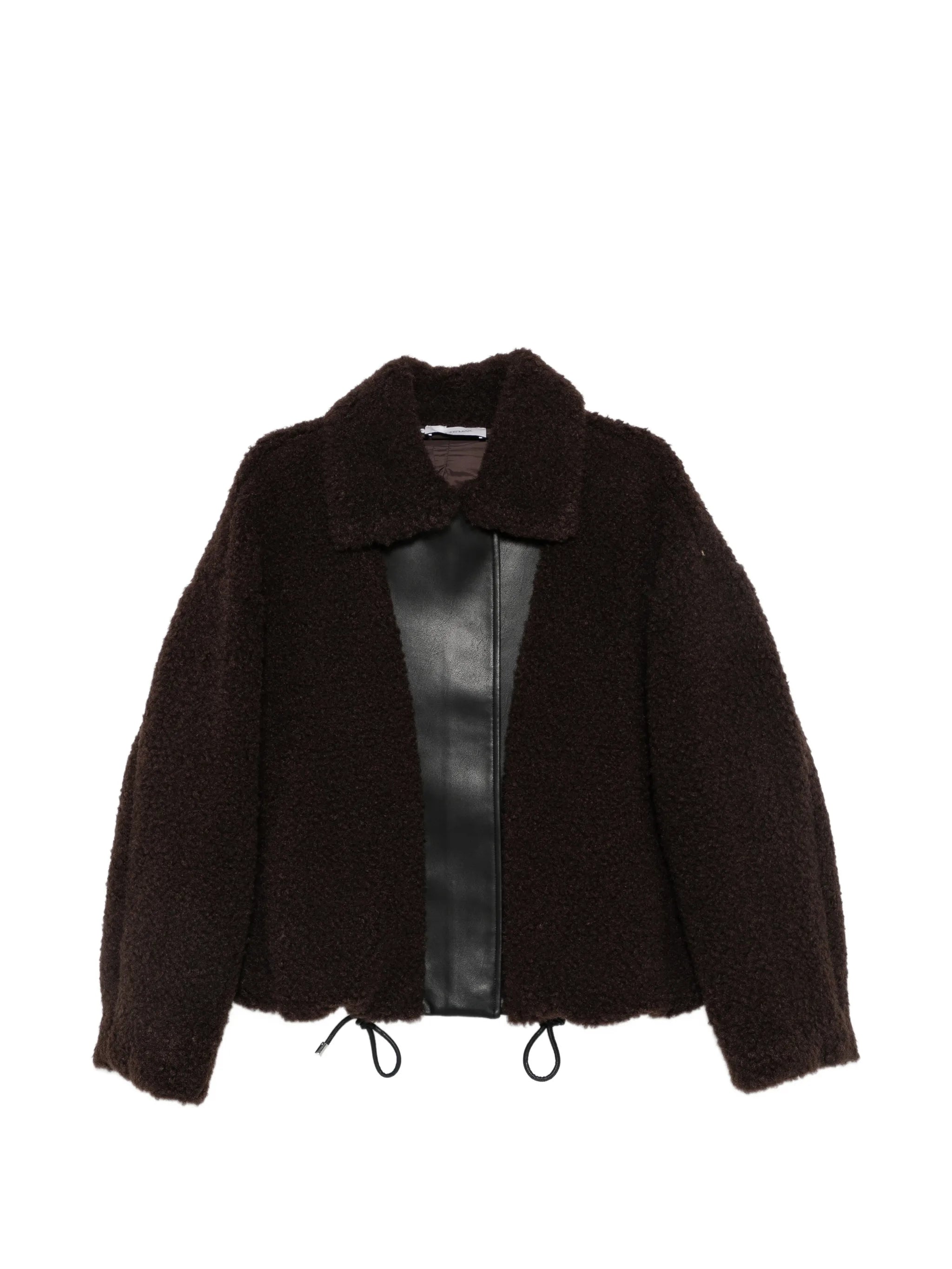 Sportmax Teddyjacke mit Kunstledereinsätzen in Braun – Ansicht 1