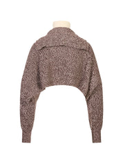 Sportmax Cropped Pullover mit eingesetztem Kragen in Braun/Weiß melange – Ansicht 2