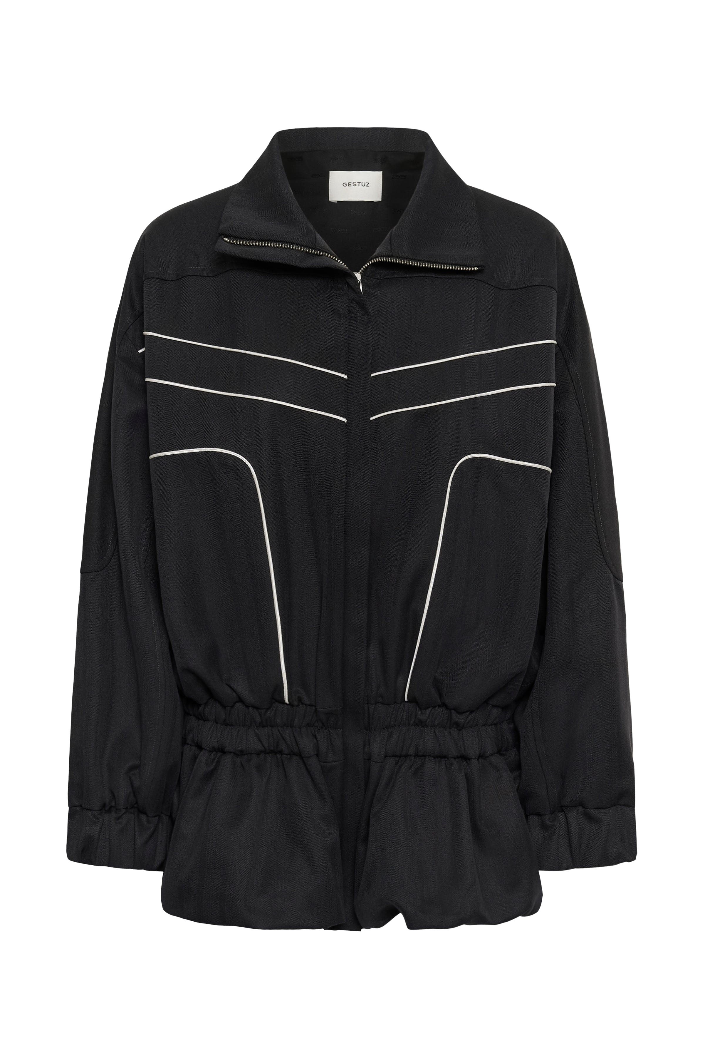 Gestuz Dunkelgraues Trackjacket mit Peplum – Ansicht 4