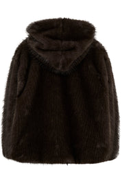 Dunkelbrauner Fake Fur Hoodie von Gestuz – Ansicht 5
