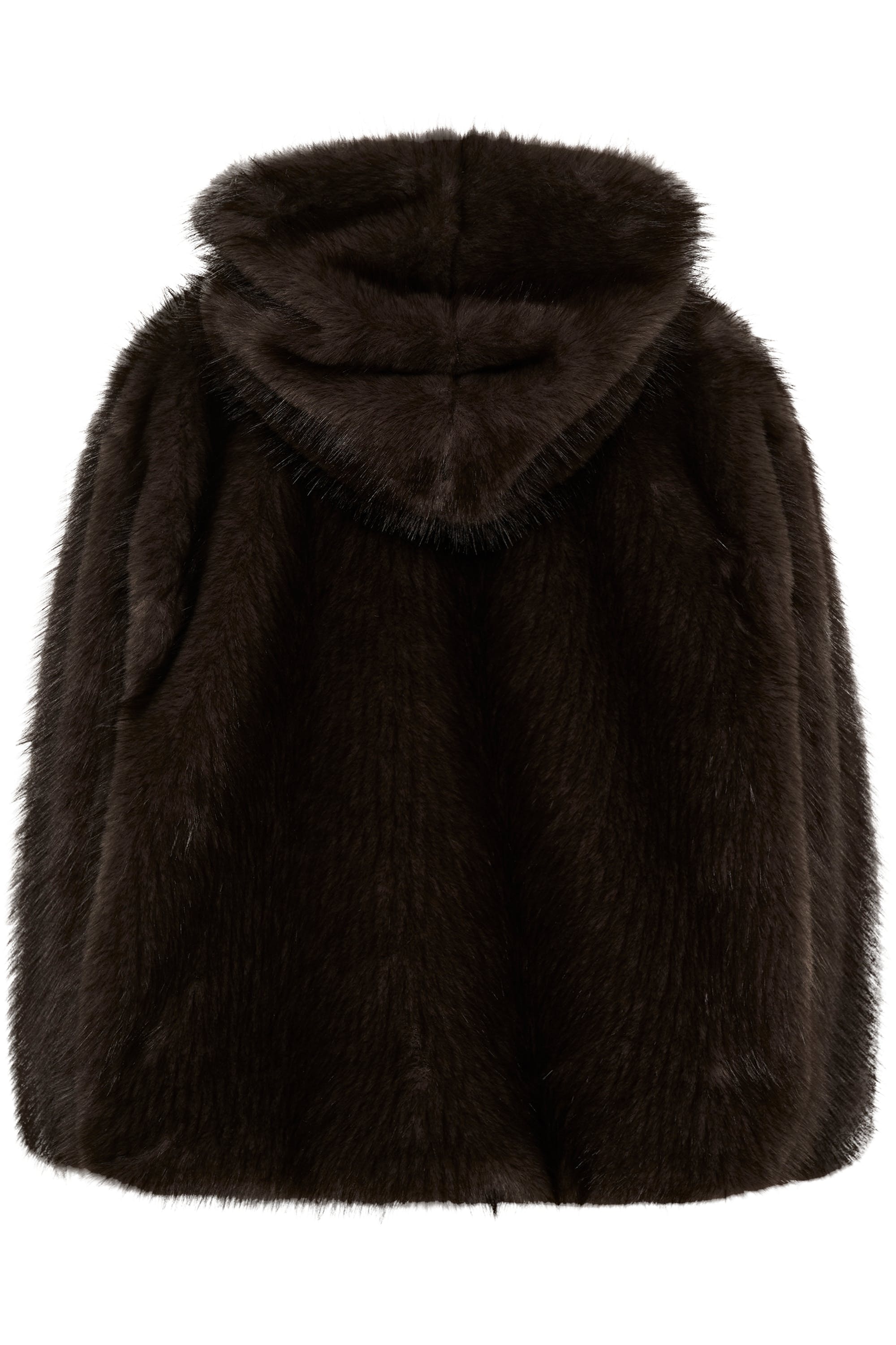 Dunkelbrauner Fake Fur Hoodie von Gestuz – Ansicht 5