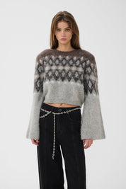 Gestuz Cropped Strickpullover mit Argyle Muster – Ansicht 6
