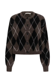 Gestuz Brauner Cardigan mit Argyle-Muster – Ansicht 4