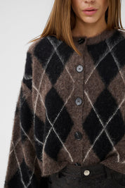 Gestuz Brauner Cardigan mit Argyle-Muster – Ansicht 7