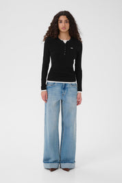 Schmales Strickshirt mit Layereffekt