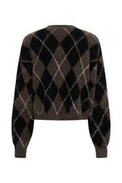 Gestuz Brauner Cardigan mit Argyle-Muster – Ansicht 5