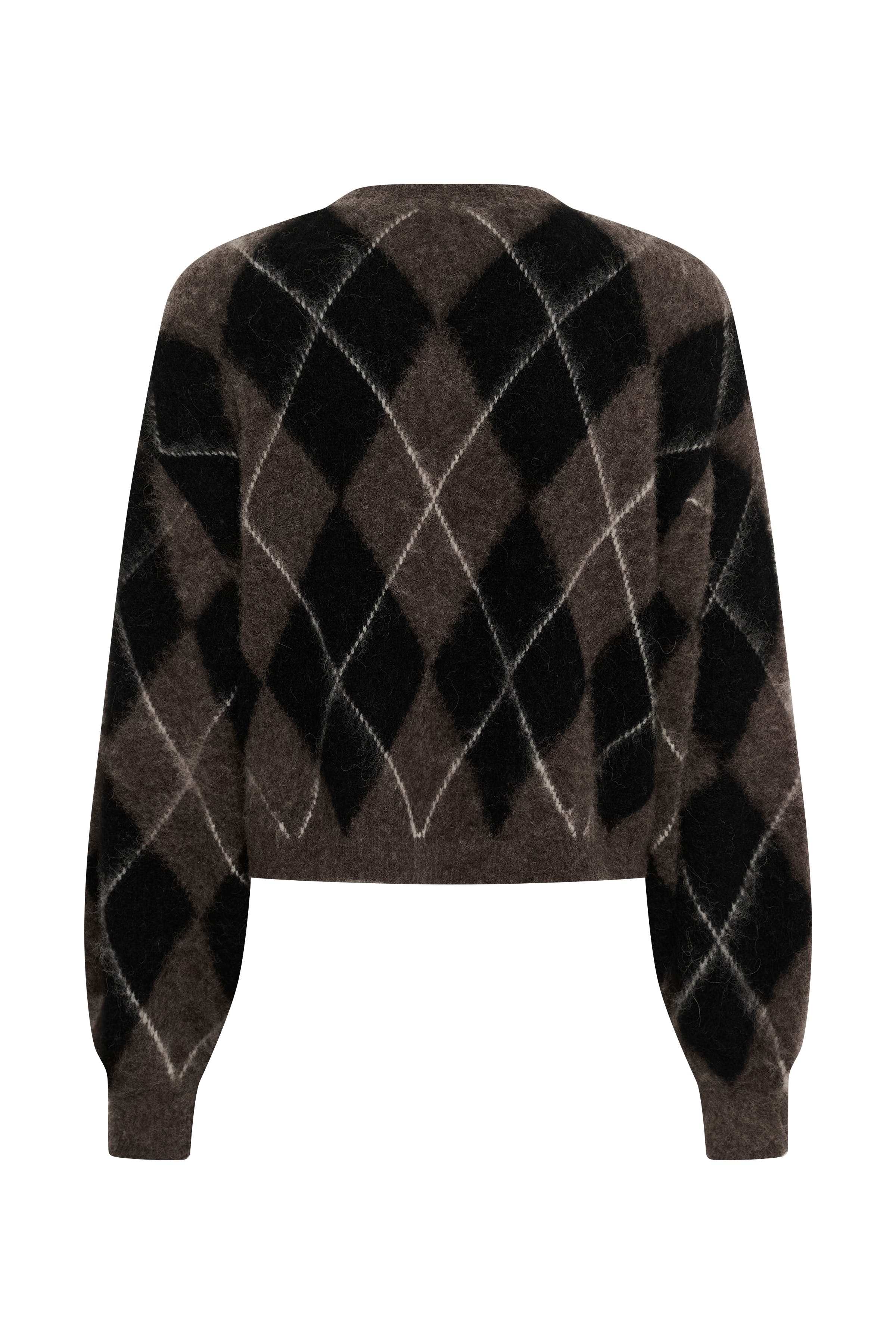 Gestuz Brauner Cardigan mit Argyle-Muster – Ansicht 5