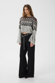 Gestuz Cropped Strickpullover mit Argyle Muster – Ansicht 2