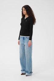 Schmales Strickshirt mit Layereffekt