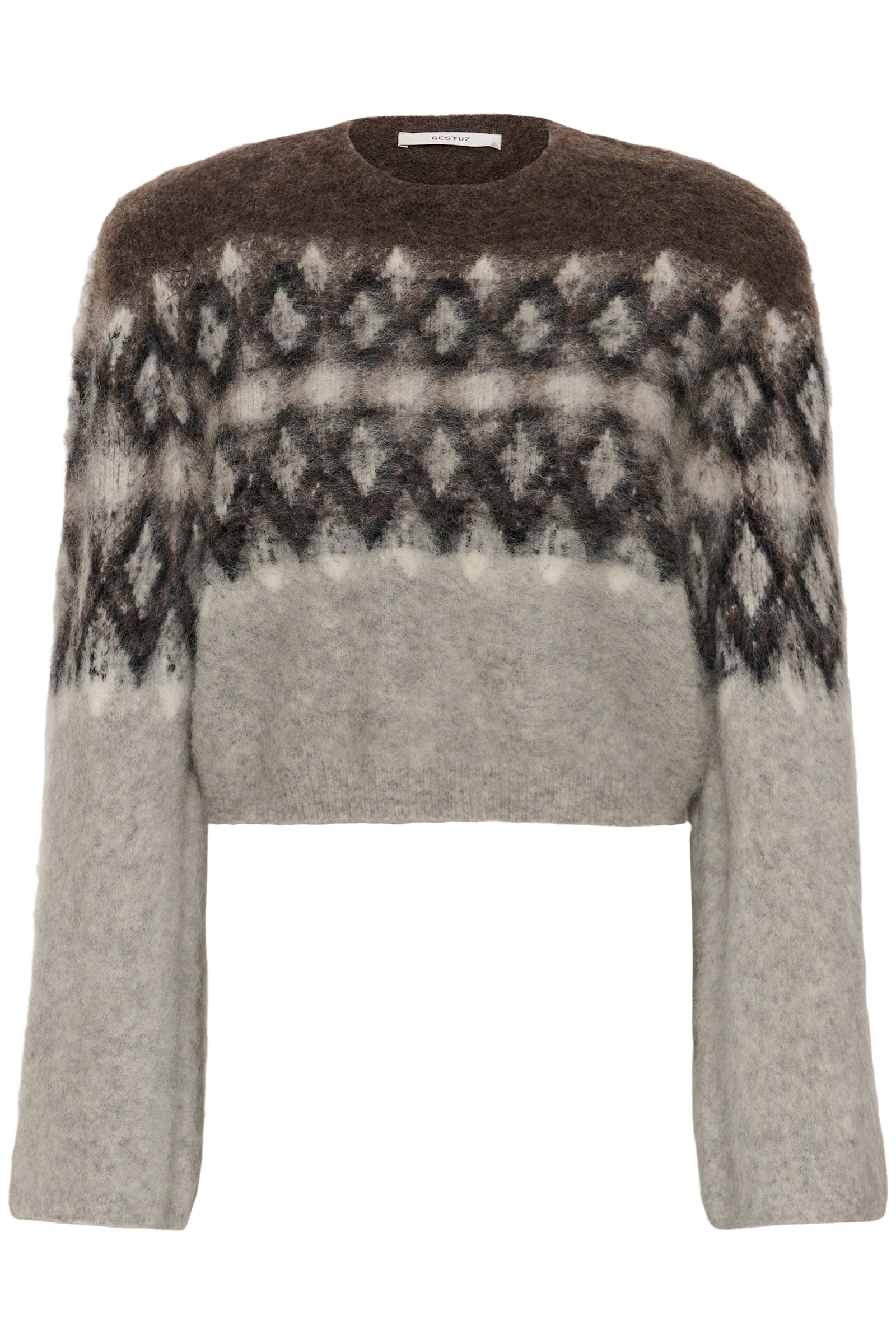 Gestuz Cropped Strickpullover mit Argyle Muster – Ansicht 3