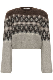 Gestuz Cropped Strickpullover mit Argyle Muster – Ansicht 3