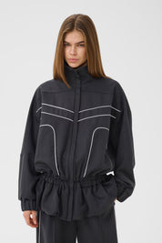 Gestuz Dunkelgraues Trackjacket mit Peplum – Ansicht 3
