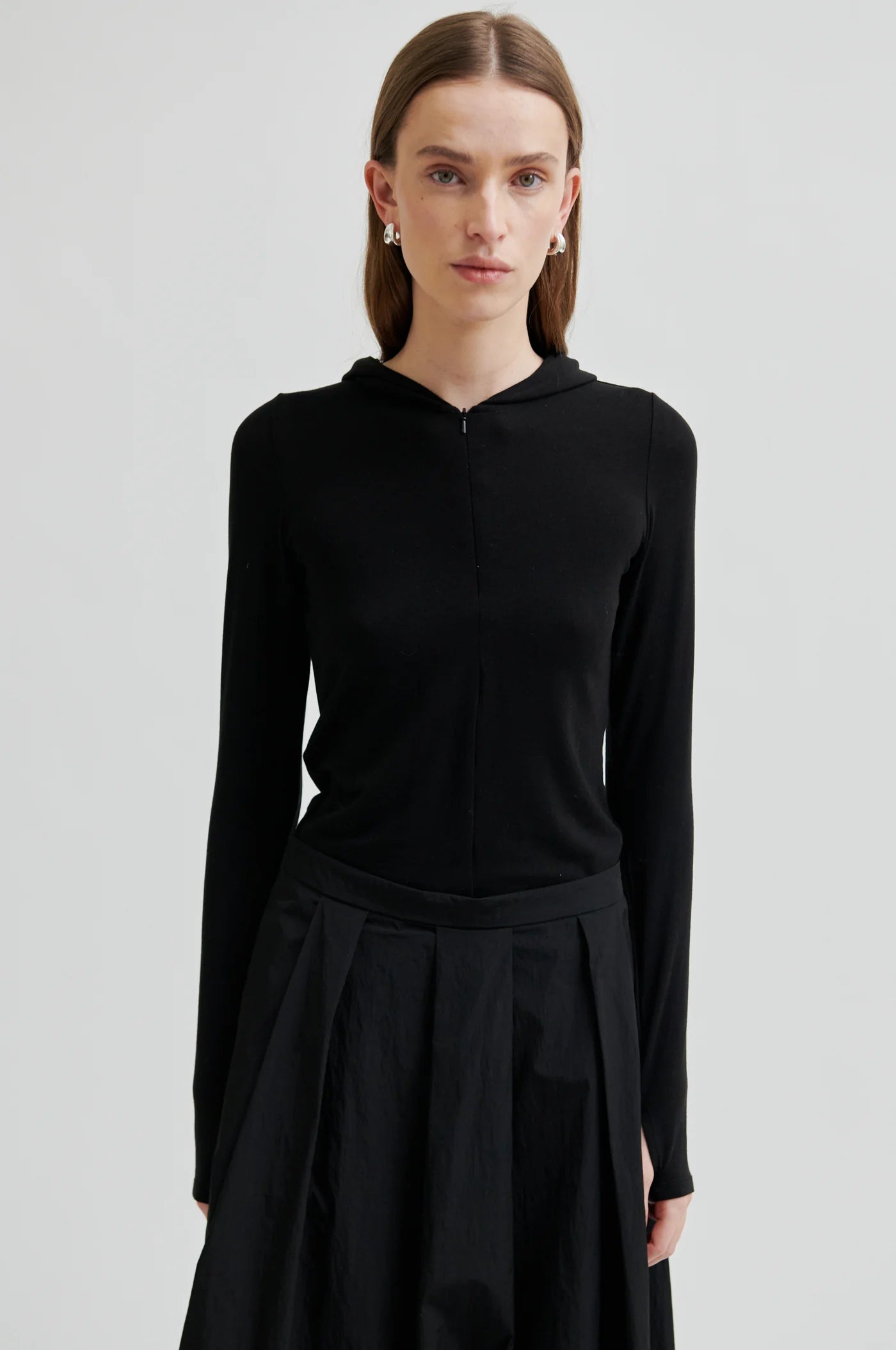 Schwarzes Hoodielongsleeve