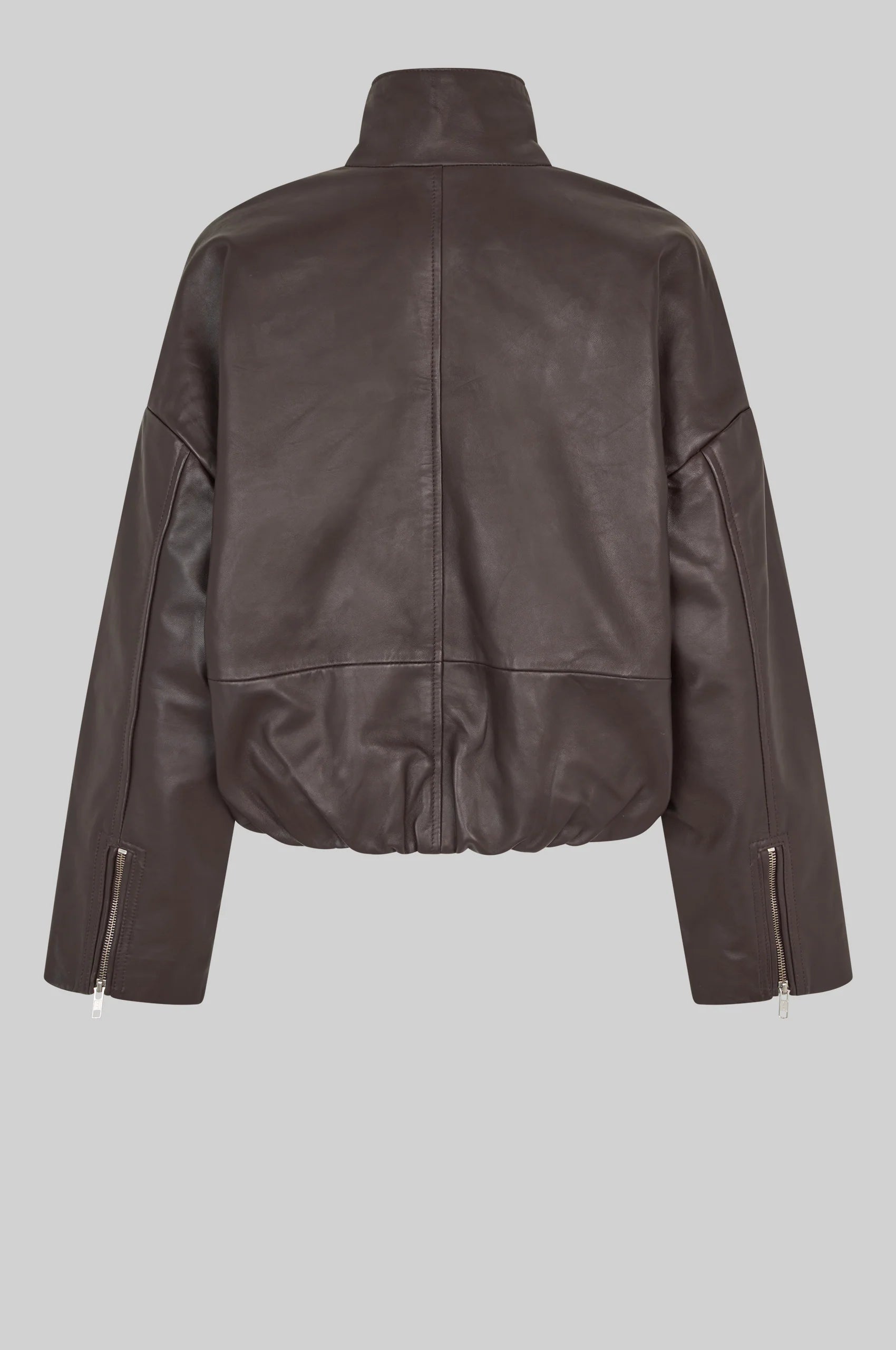 Dunkelbraune Lederjacke