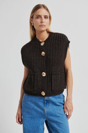 Dunkelbraune Strickweste