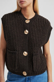 Dunkelbraune Strickweste