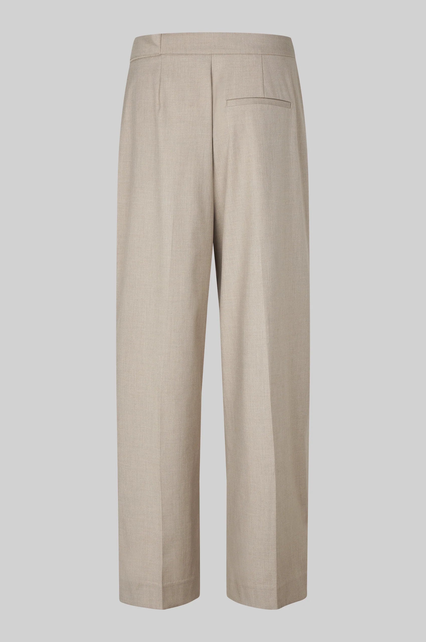 Beige melierte Anzughose mit asymmetrischem Verschluss