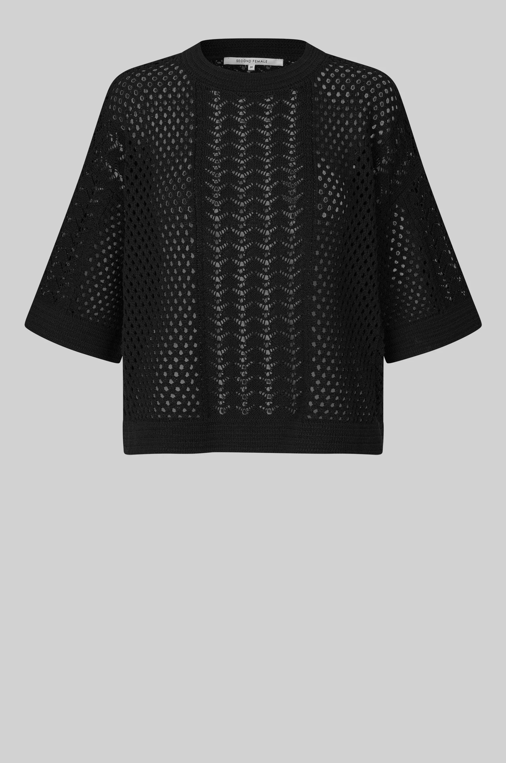 Crochet Pullover mit Rundhals & Oversize-Schnitt