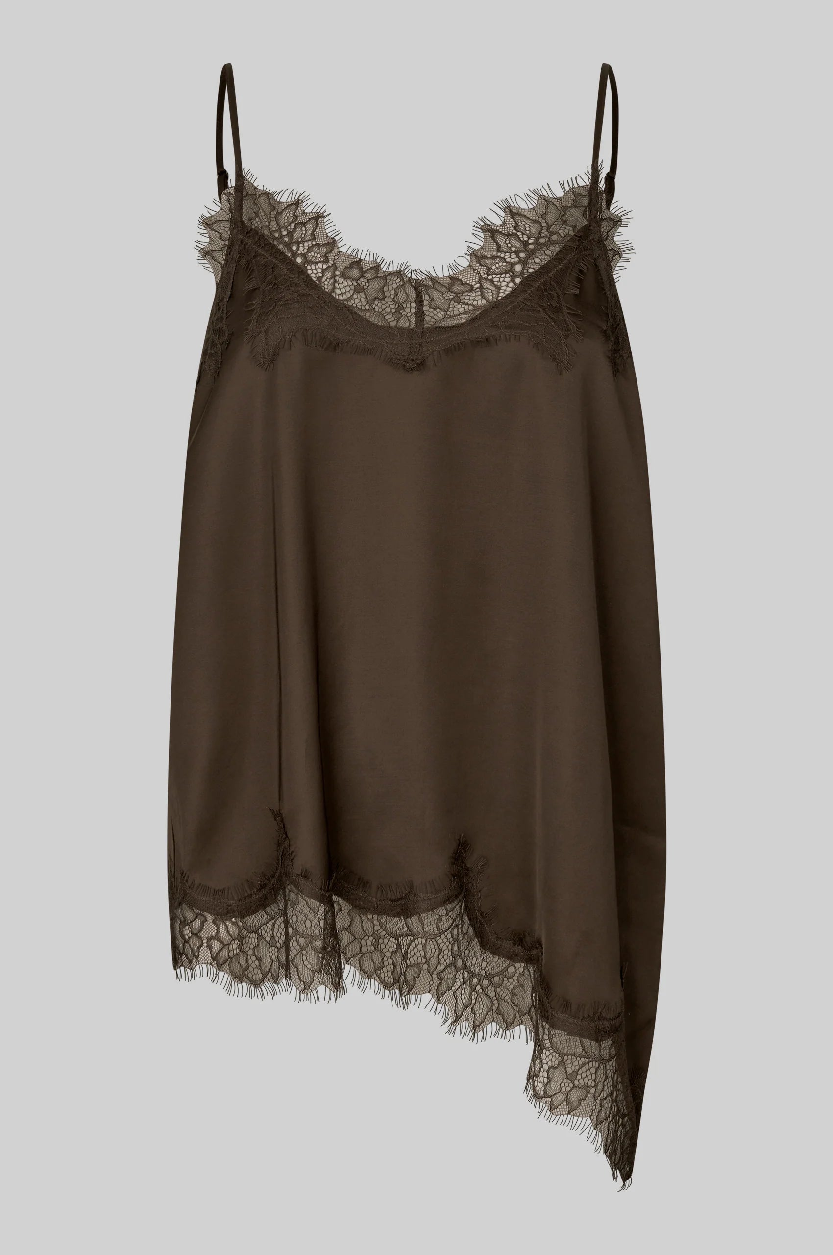 Braunes Satintop mit Spitze