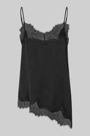 Schwarzes Satintop mit Spitze