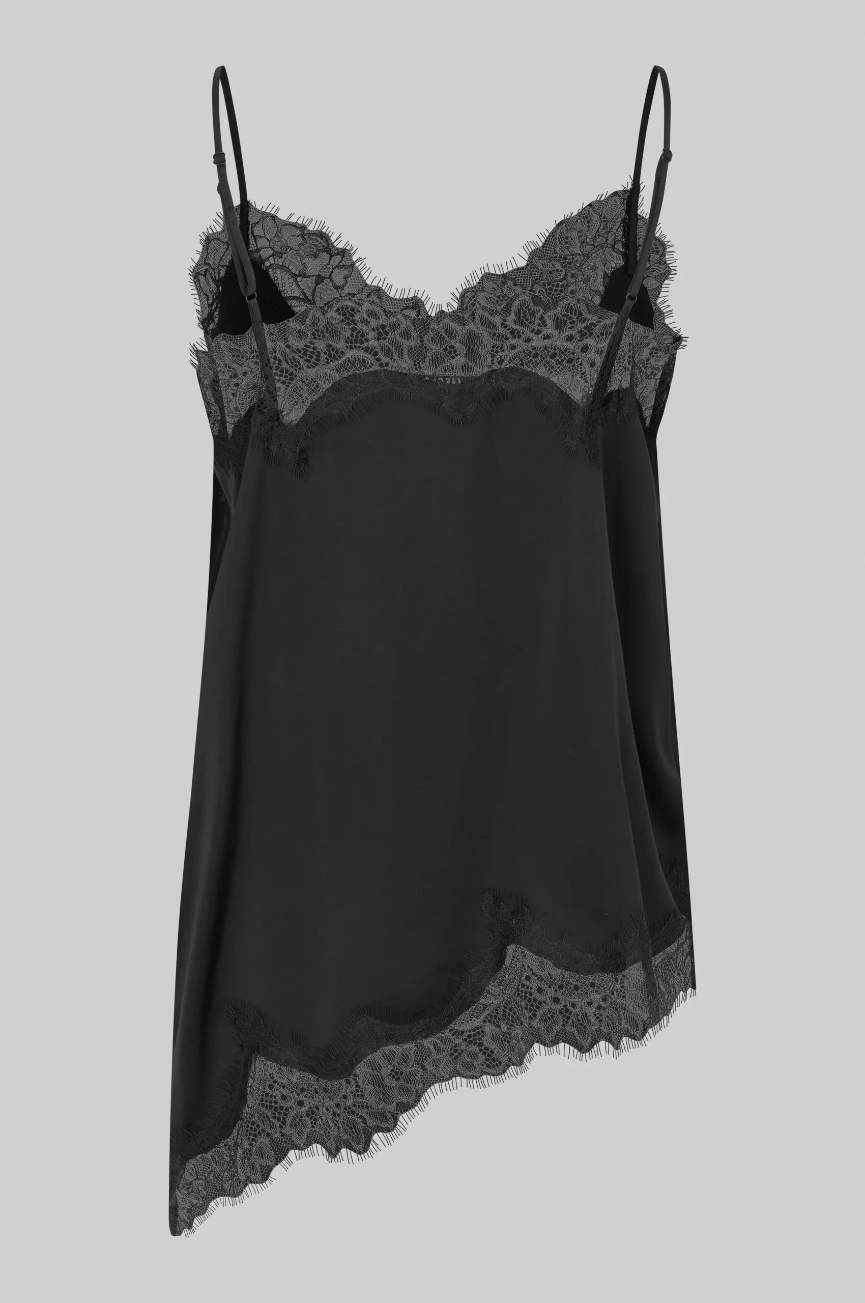 Schwarzes Satintop mit Spitze