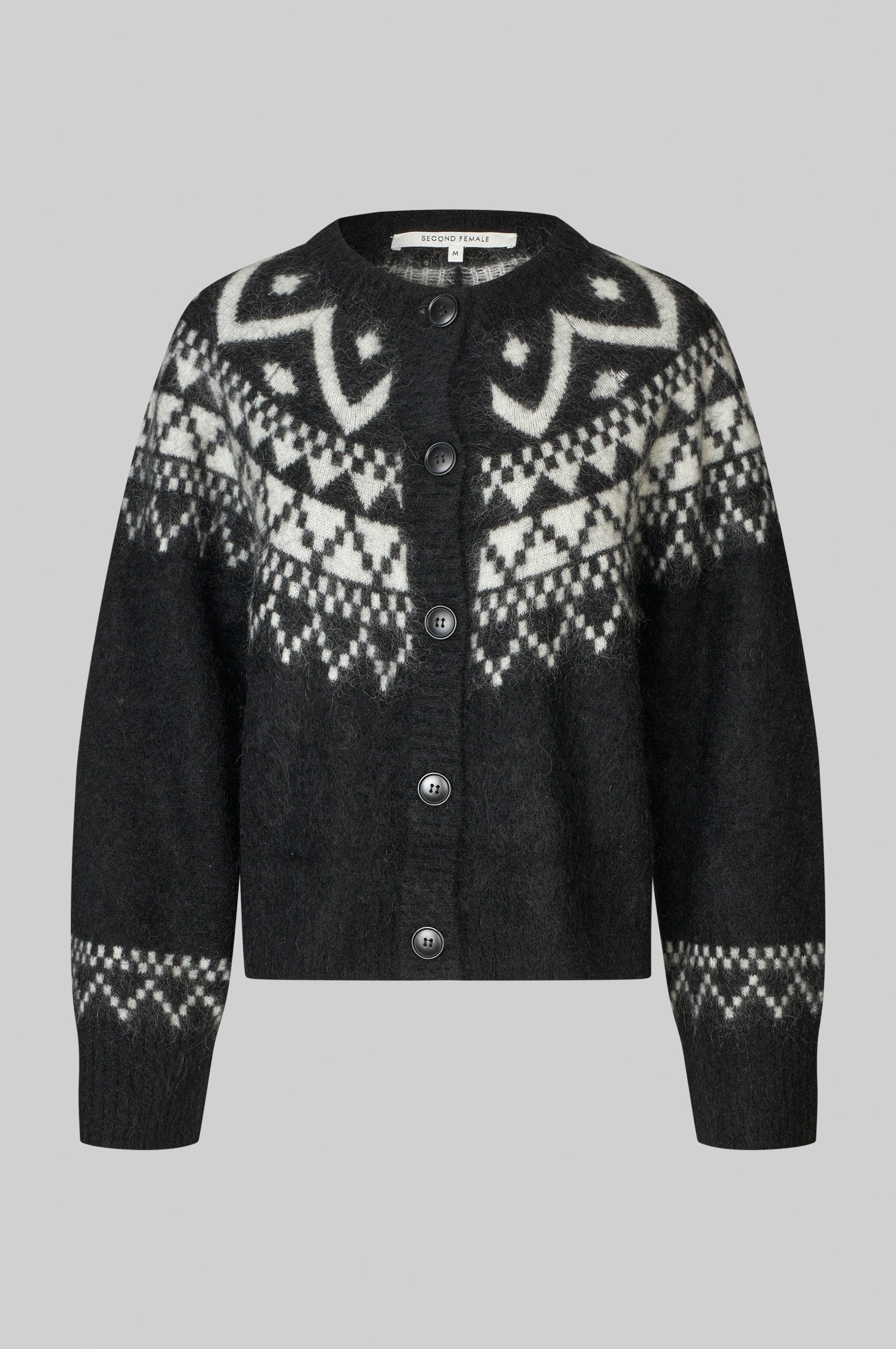 Second Female Schwarzer Cardigan mit Intarsie – Ansicht 2