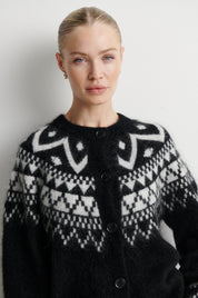 Second Female Schwarzer Cardigan mit Intarsie – Ansicht 4