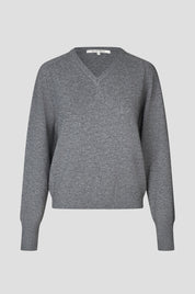 Second Female Mittelgrauer Wolle-Kaschmir V-Neck Pullover – Ansicht 2