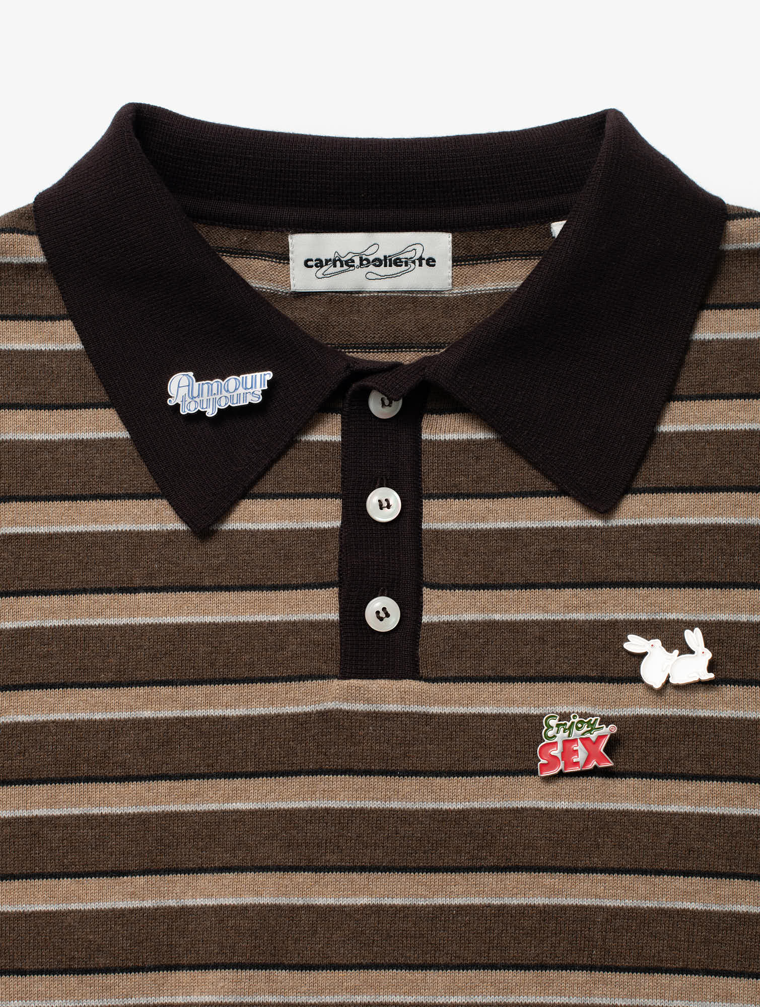 CARNE BOLLENTE Strickpoloshirt mit Pins