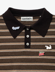 CARNE BOLLENTE Strickpoloshirt mit Pins