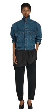 Entire Studios Mittelblaue Denimjacke mit Schulterpolster