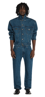 Entire Studios Mittelblaue Denimjacke mit Schulterpolster