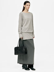 MARGESHERWOOD Soft Boston Henkeltasche aus schwarzem Leder