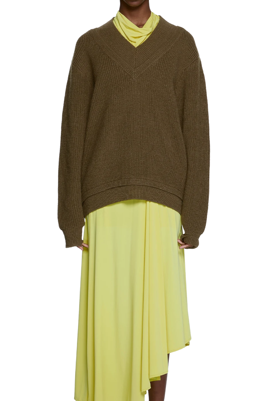 Entire Studios Olivgrüner Grobstrickpullover – Ansicht 2