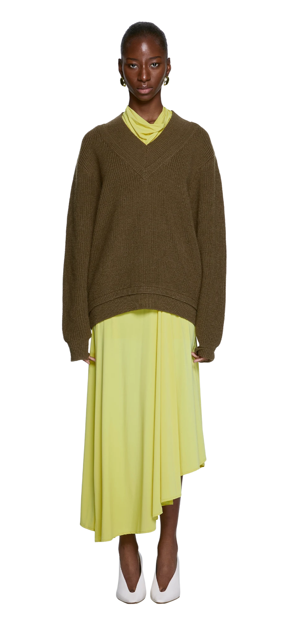 Entire Studios Olivgrüner Grobstrickpullover – Ansicht 2