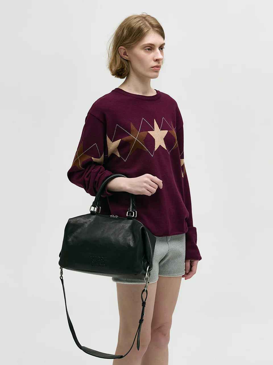 MARGESHERWOOD Schwarze Barreltasche mit abnehmbaren Schultergurt