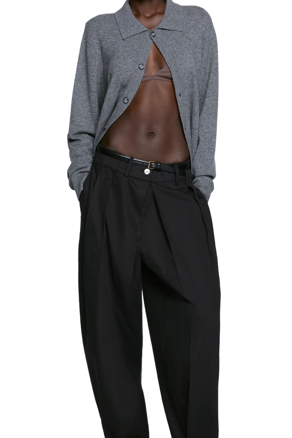 ENTIRE STUDIOS Schwarze tapered Twillhose – Vorderansicht