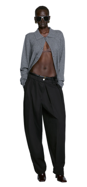 ENTIRE STUDIOS Schwarze tapered Twillhose – Vorderansicht