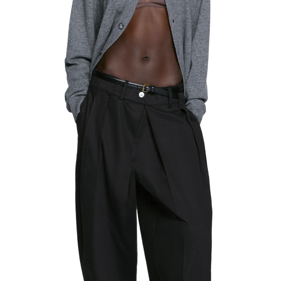 ENTIRE STUDIOS Schwarze tapered Twillhose – Vorderansicht