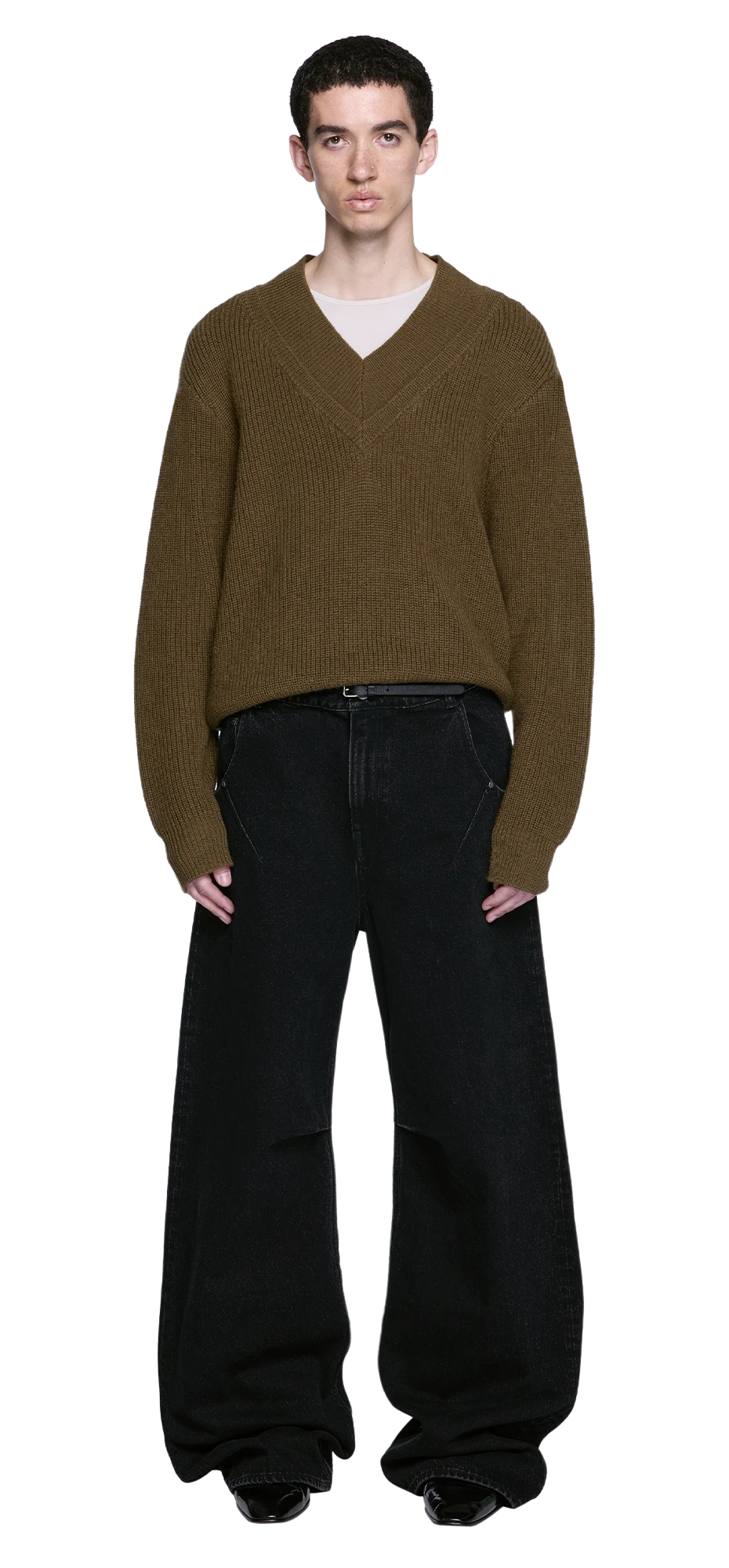 Entire Studios Olivgrüner Grobstrickpullover – Ansicht 1