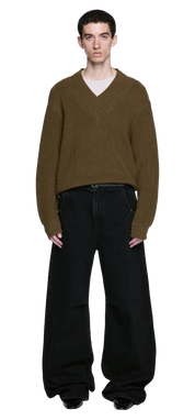 Entire Studios Olivgrüner Grobstrickpullover – Ansicht 1